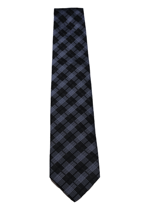 Black/Grey Checkered Pattern Silk Tie